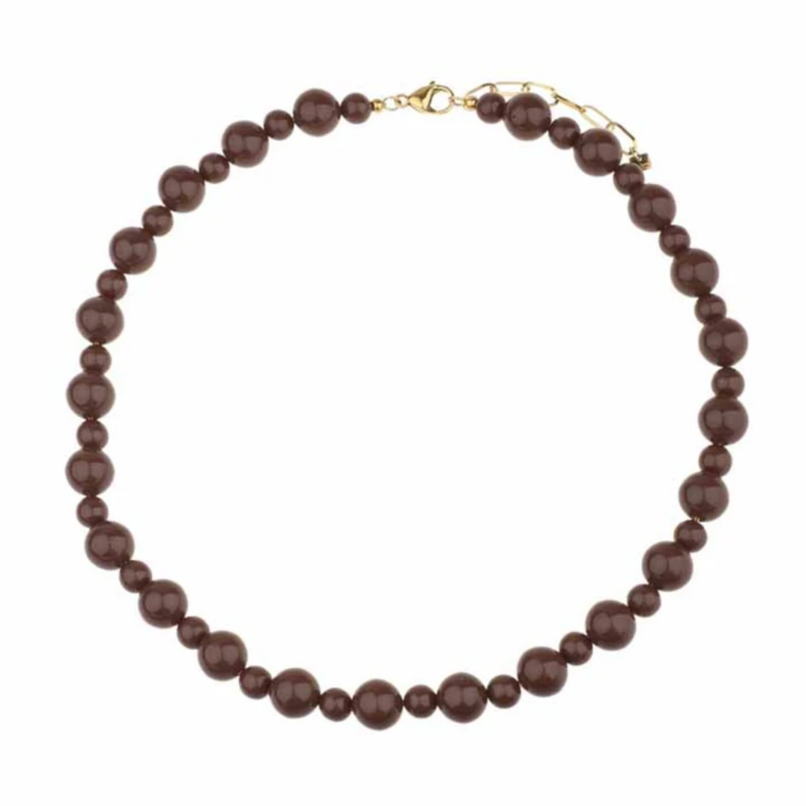 -- KETTING - Kralen rond bruin