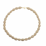 -- KETTING - Kralen ovaal beige