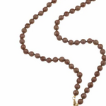-- KETTING - Lang kralen bruin met bedel bruin hart