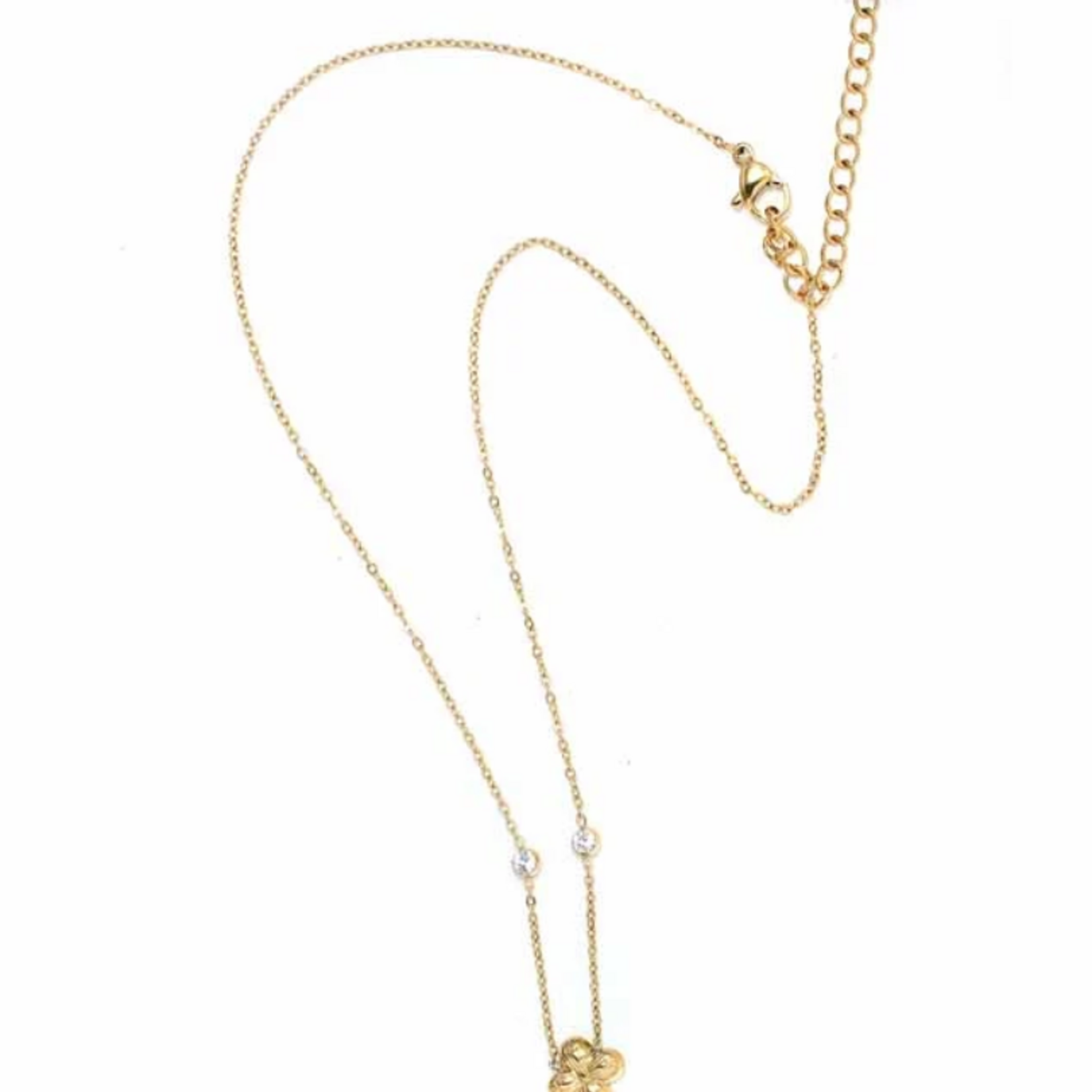 -- KETTING - Goud met bloemetje en steentjes