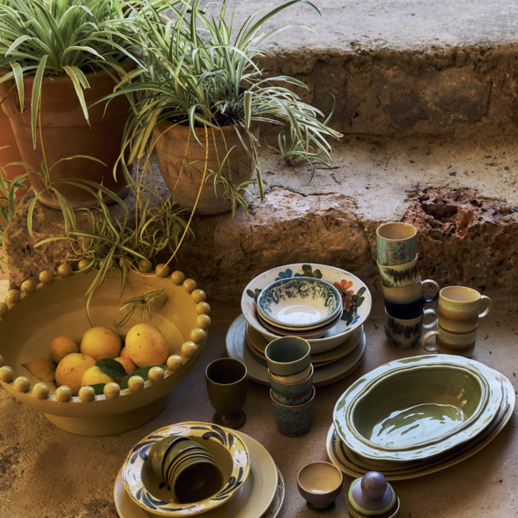 HKLIVING HKLIVING - Farmerstyle Dinerbord crème KFT0006 per stuk