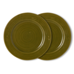HKLIVING HKLIVING - Farmerstyle dinerbord Mos groen KFT0008 per/stuk