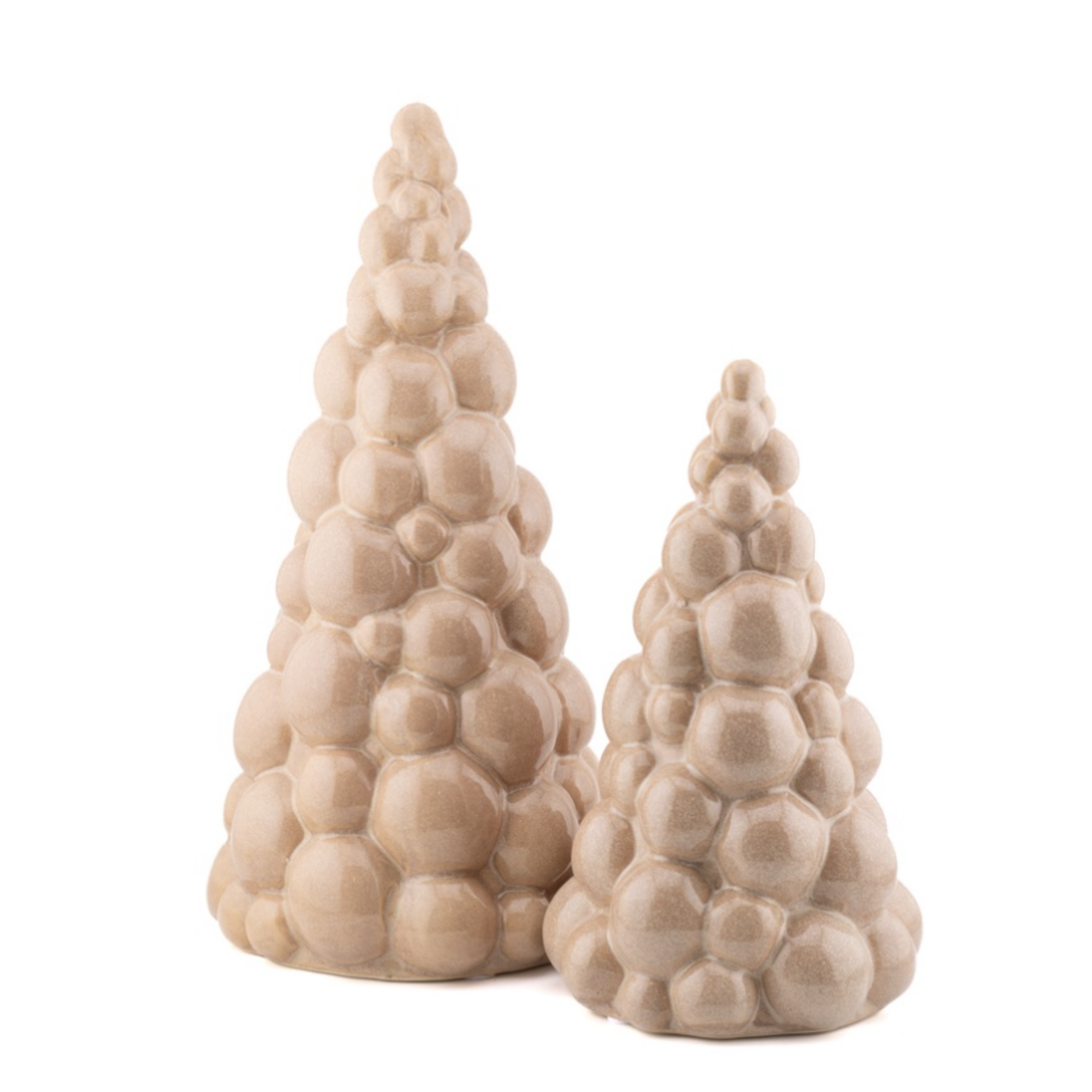 -- Ornament kerstboom Fir beige L 13x13x24cm