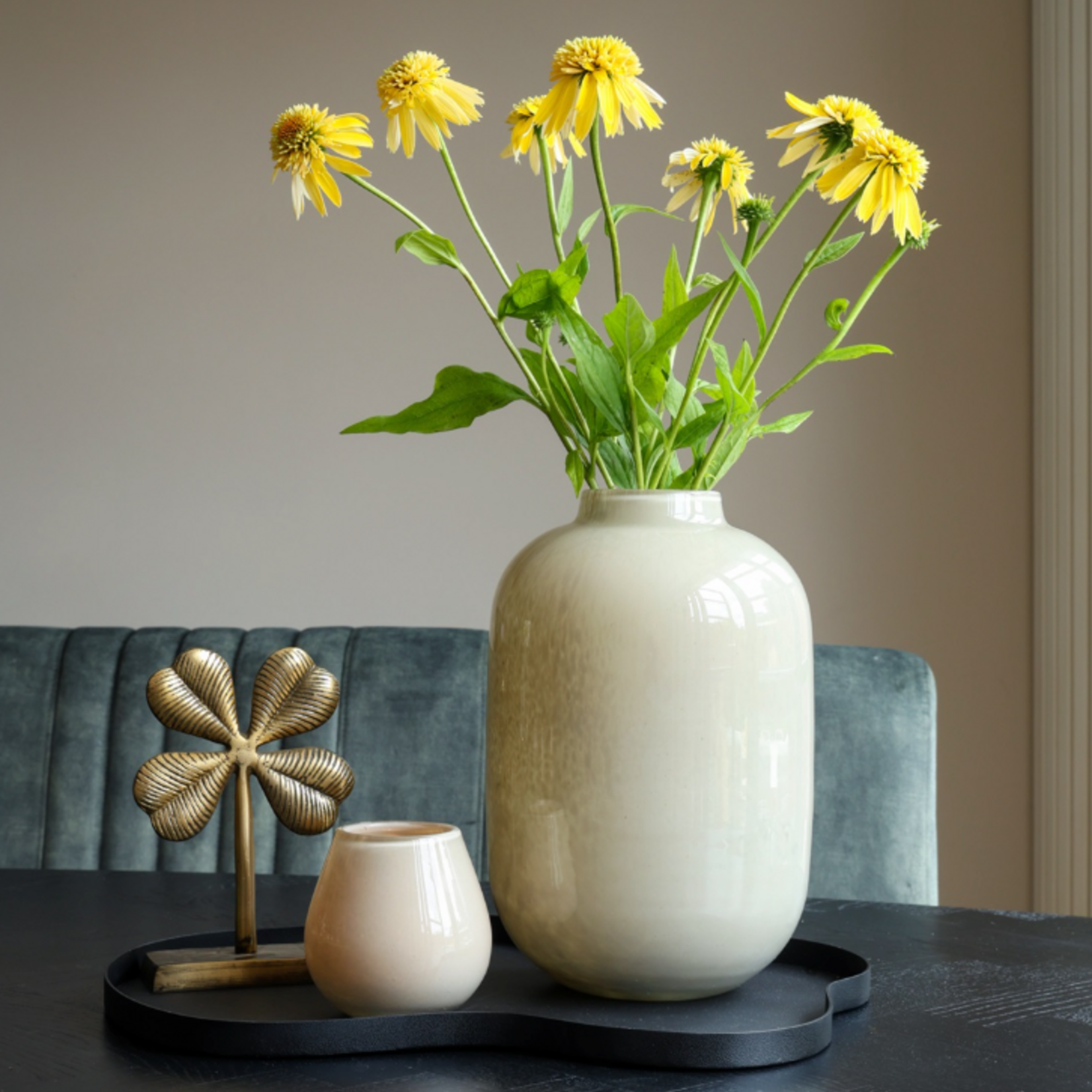 -- Vaas glas artic beige  Ø22 x H35 cm