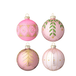 -- Kerstballen glas Ø8cm Seraphim Roze doos van 4 stuks