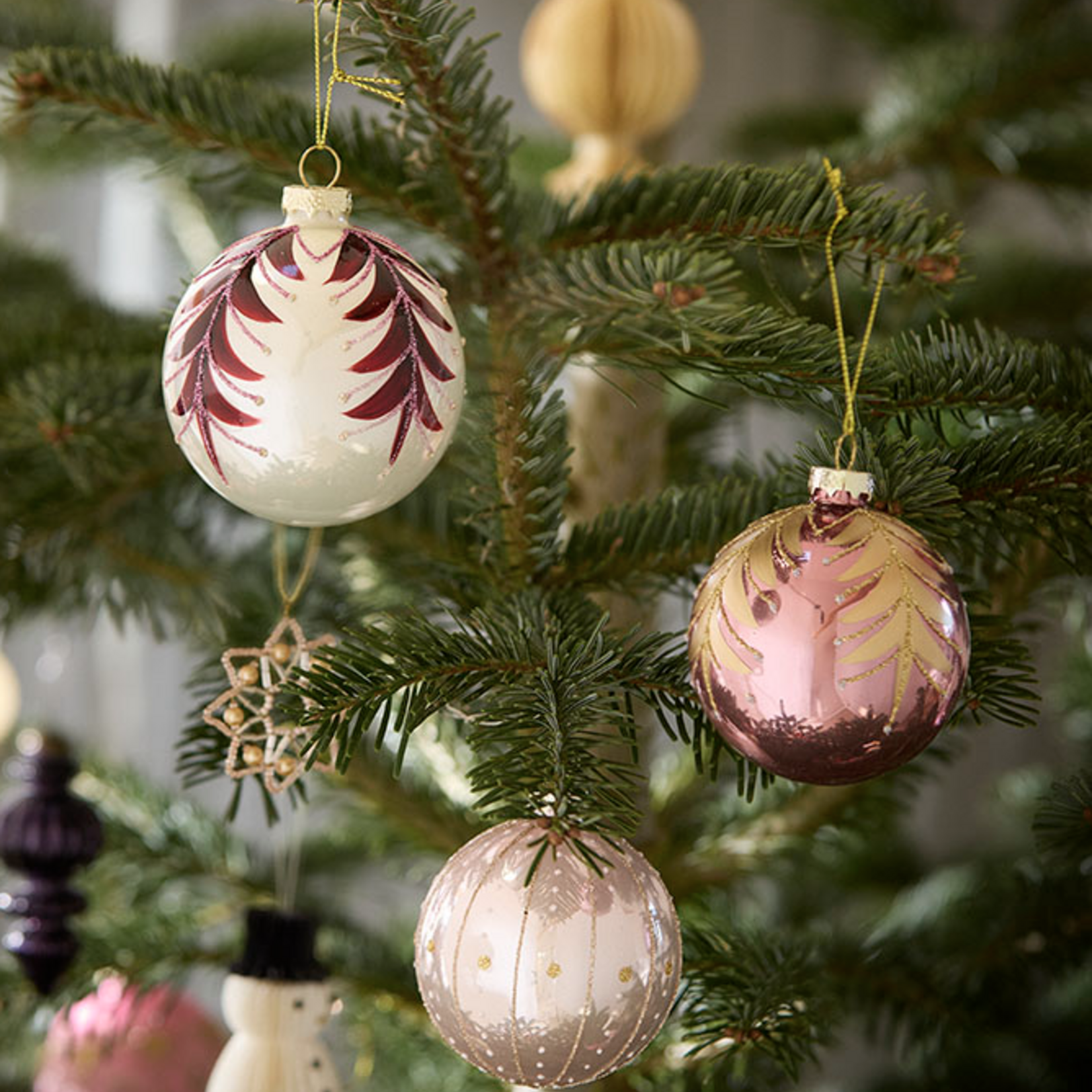 -- Kerstballen glas  Ø8cm Seraphim Roze doos van 4 stuks