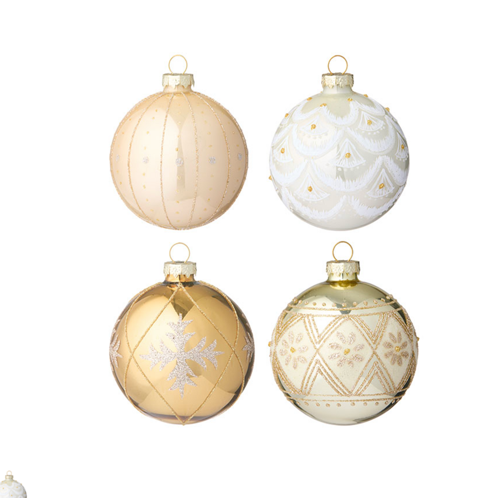 -- Kerstballen glas Ø8cm Seraphim goudkleur doos van 4 stuks