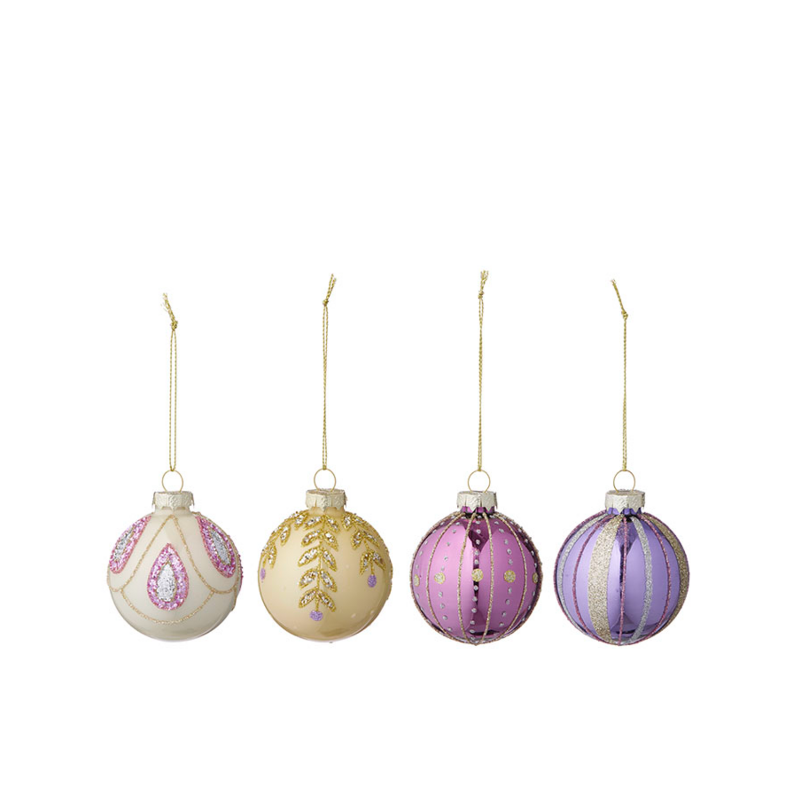 -- Kerstballen glas Ø8cm Seraphim aubergine doos van 4 stuks