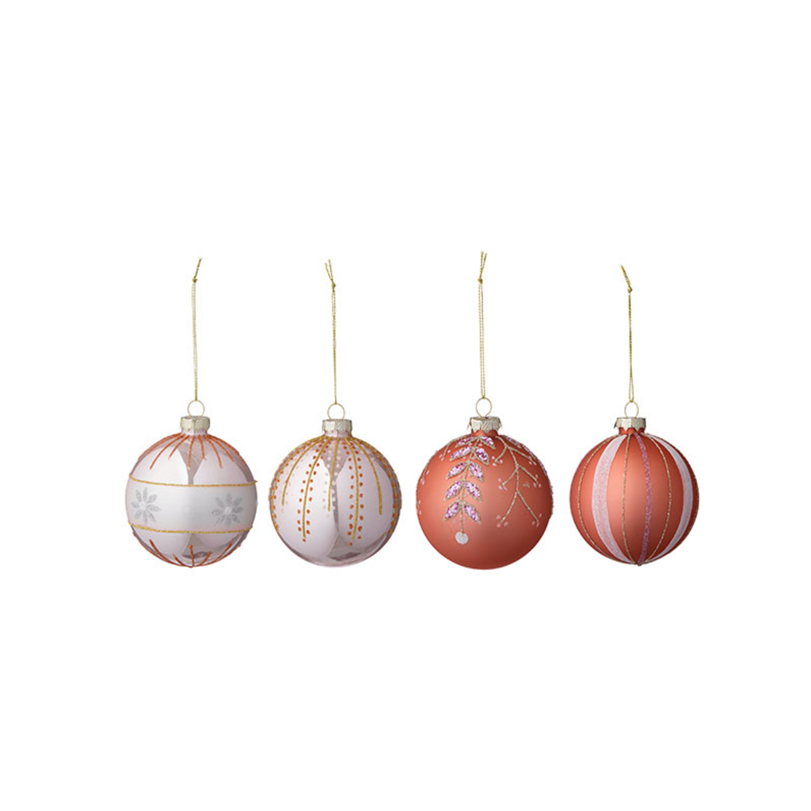 -- Kerstballen glas Ø6cm Seraphim peach doos van 4 stuks