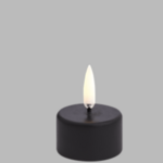 UYUNI UYUNI - Led theelicht wax plain black smooth 4x2,1 cm