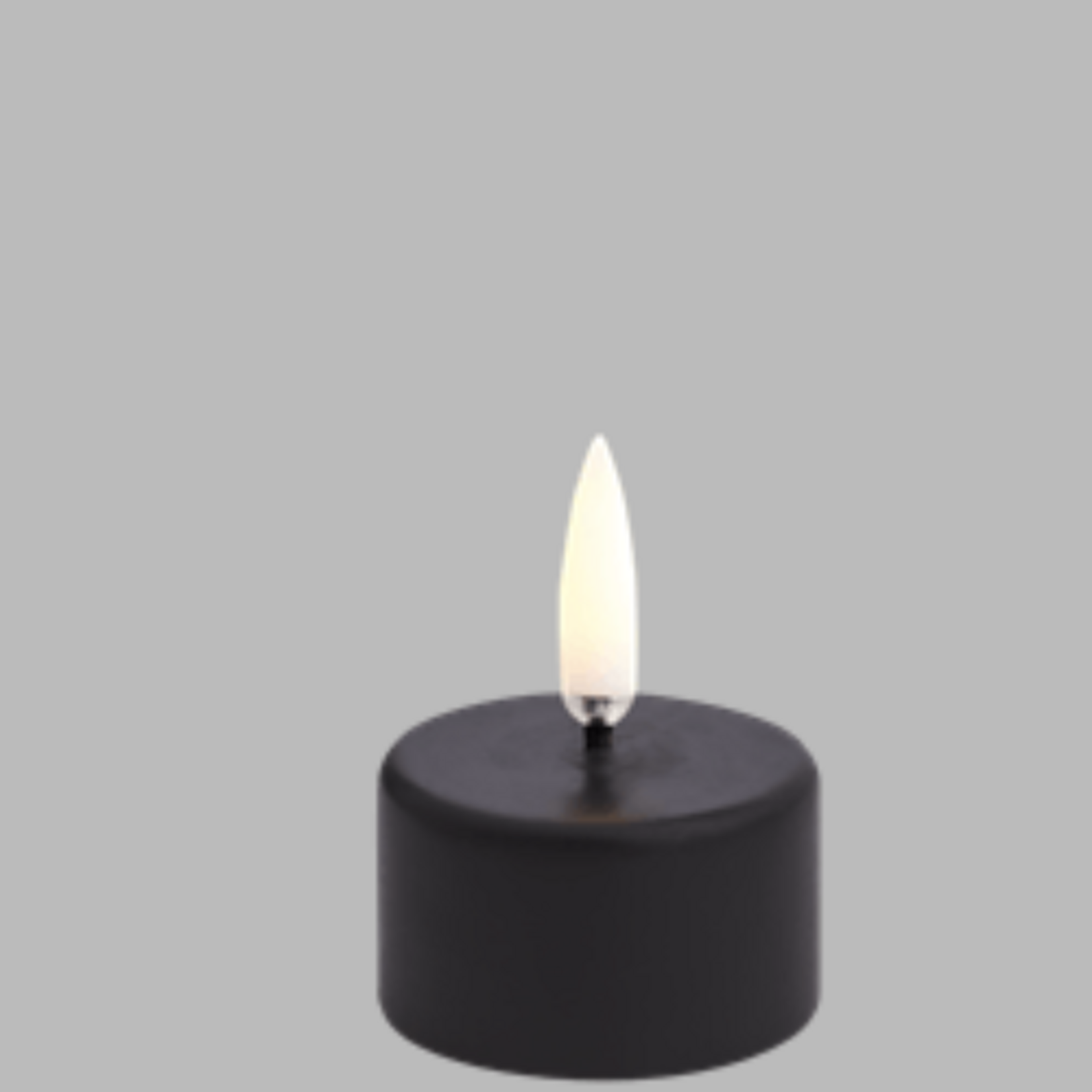UYUNI UYUNI - Led theelicht wax plain black smooth 4x2,1 cm