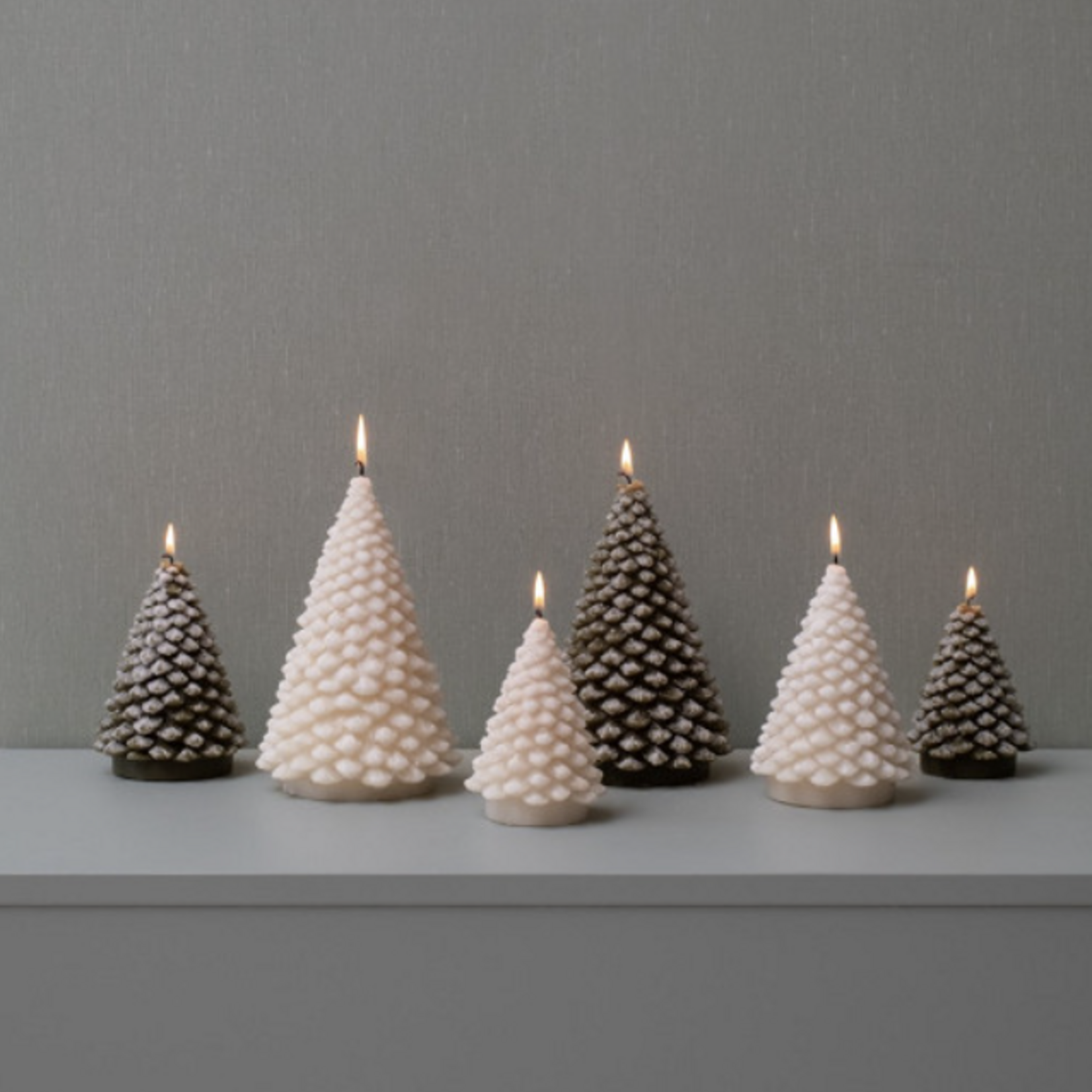 -- HS - Deco Kaars kerstboom Snow L gebroken wit