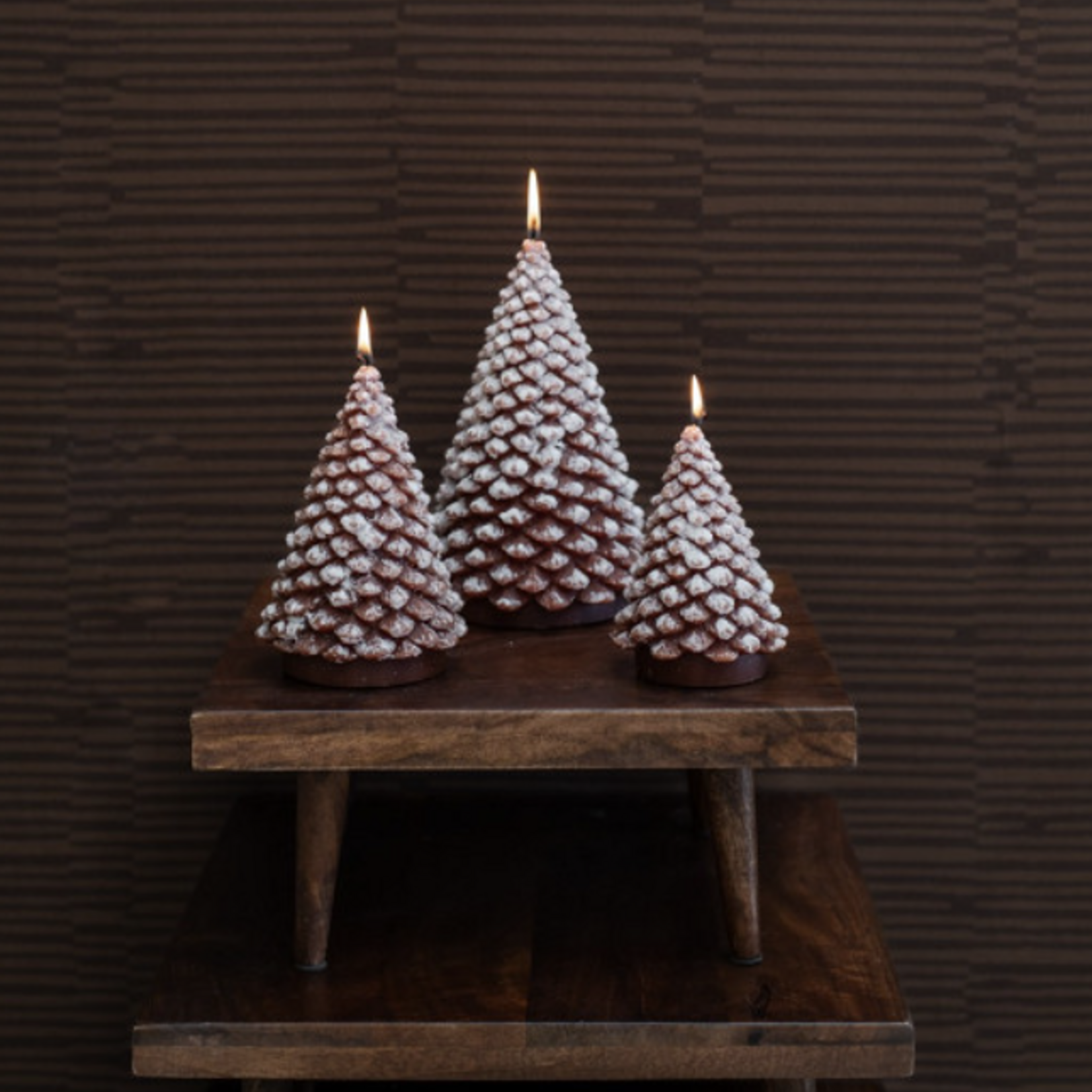 -- HS - Deco Kaars kerstboom Snow S bruin
