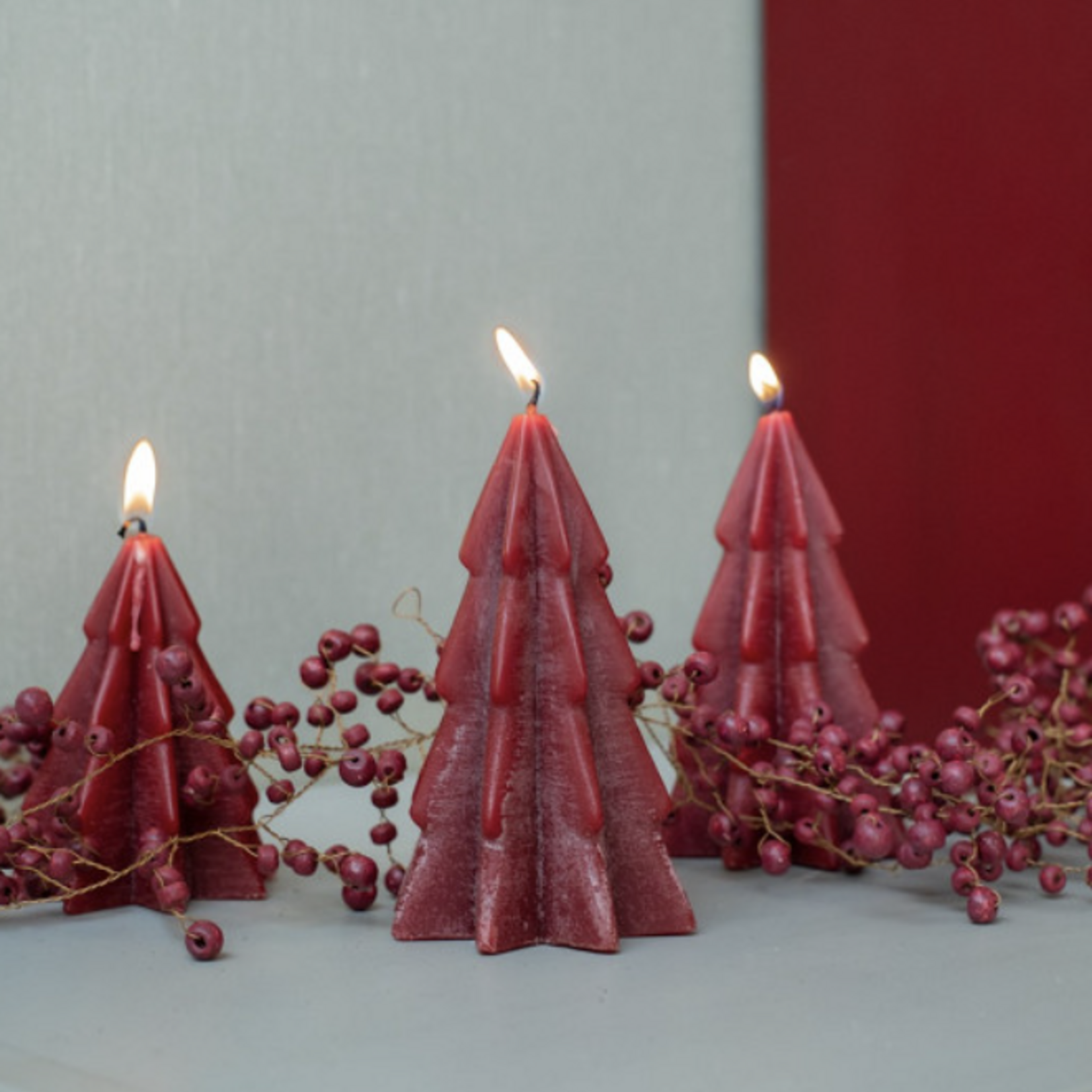-- HS - Deco Kaars kerstboom Lio S burgundy rood