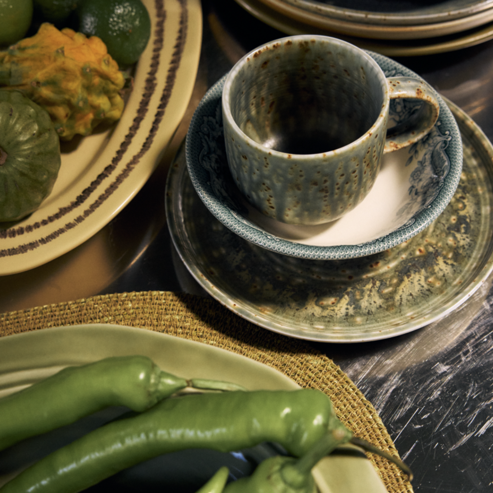 HKLIVING HKLIVING - Chef ceramics: side plate, rustic groen  KCC0009