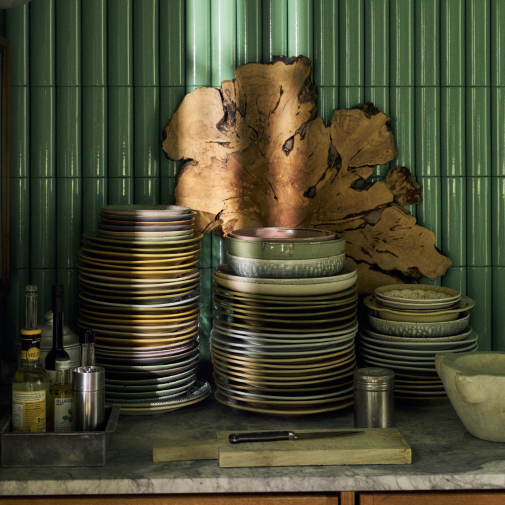 HKLIVING HKLIVING - Chef ceramics: diep bord  L groen KCC0015
