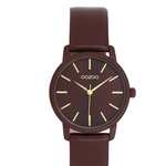 OOZOO OOZOO - Horloge Bordeauxrood met bordeauxrode leren band 32mm C11734
