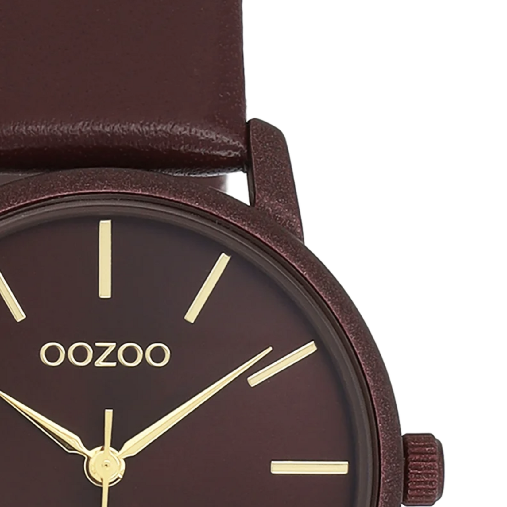 OOZOO OOZOO - Horloge Bordeauxrood met bordeauxrode leren band 32mm C11734