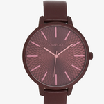 OOZOO OOZOO - Horloge Bordeauxrood met bordeauxrode leren band - C11738