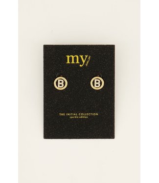 Pure sense STUDS WITH RHINESTONE INITIAL B