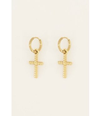 Pure sense Bold Spirit hoop earrings with ribbed cross