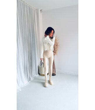 Pure Sense RAINA LEATHER FLEECE PANTS  BEIGE