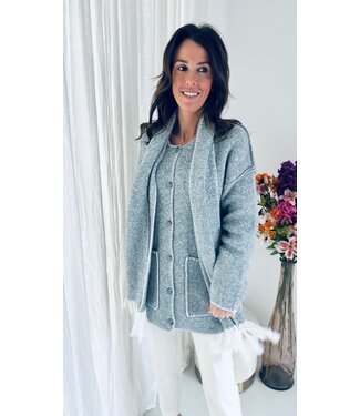 Pure Sense AMELIZE GREY KNITTED VEST WITH SCARF