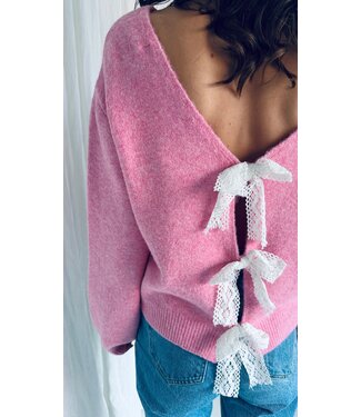 Pure Sense MIRTHE PINK BOW TIE PULLOVER