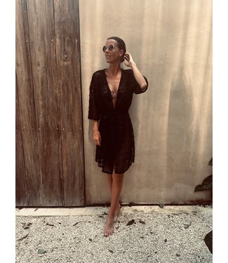 Pure Sense DAMIANA BLACK CROCHET KIMONO