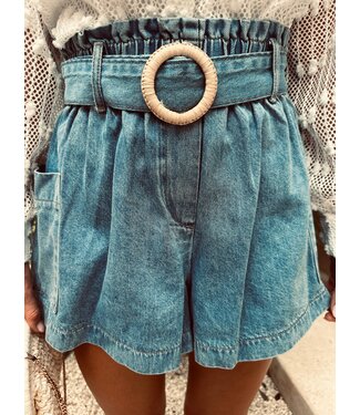 Pure Sense CATARINA DENIM HIGH WAIST SHORT ROTAN BELT