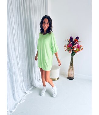 Pure Sense IZZY LIME GLOSS JERSEY DRESS