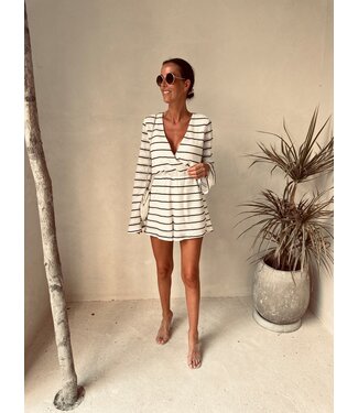 Pure Sense ANGELA ECRU PLAYSUIT BLACK STRIPES