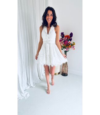 Pure Sense AMINA WHITE CROCHET TULLE DRESS