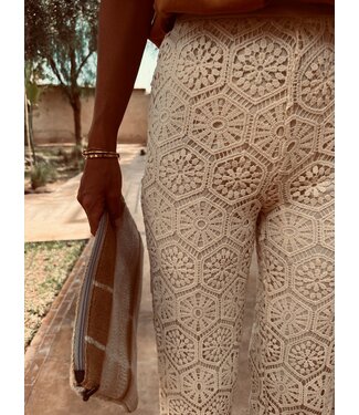 Pure Sense RAHIMA BEIGE CROCHET PANTS W. LINING