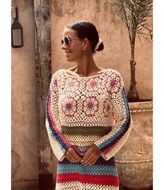 Pure Sense MUNIRA MULTI COLOR CROCHET DRESS