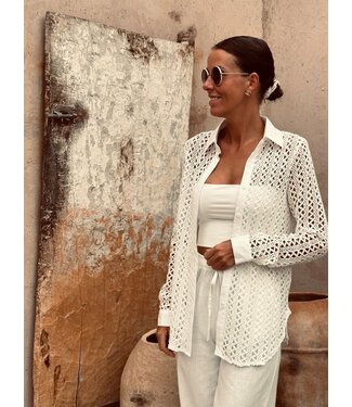 Pure Sense LEEN WHITE CROCHET BLOUSE