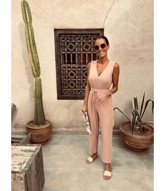 Pure Sense ZAYNA OLD PINK LINEN JUMPSUIT