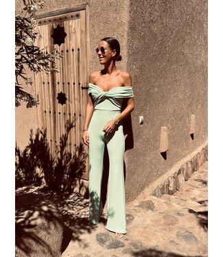 Pure Sense CAMELIA MINT OPEN SHOULDER JUMPSUIT