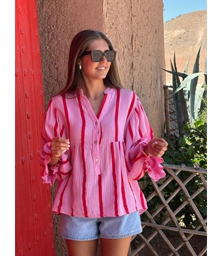 Pure Sense HELENE PINK/RED TETRA BLOUSE