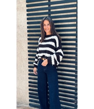 Pure Sense SADIA BROWN/ECRU STRIPED PULLOVER