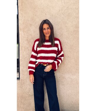 Pure Sense SADIA RED/ECRU STRIPED PULLOVER