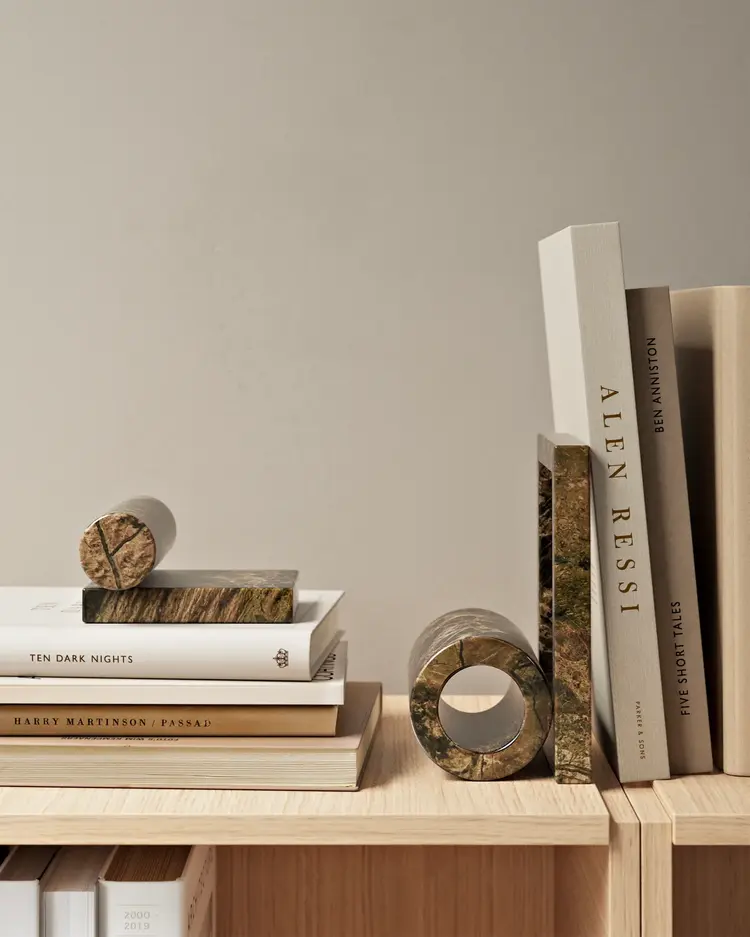 Woud Woud Boekensteun Booknd brown marble