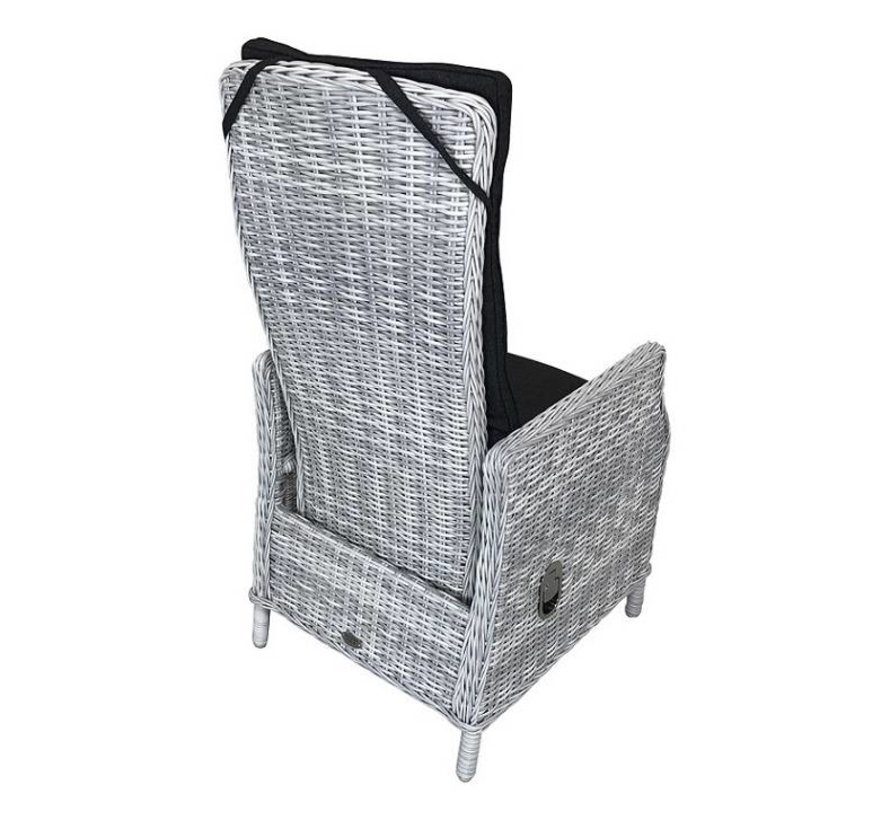 Reint Middel Victoria Deluxe verstelbare wicker tuinstoel | White Faded Grey