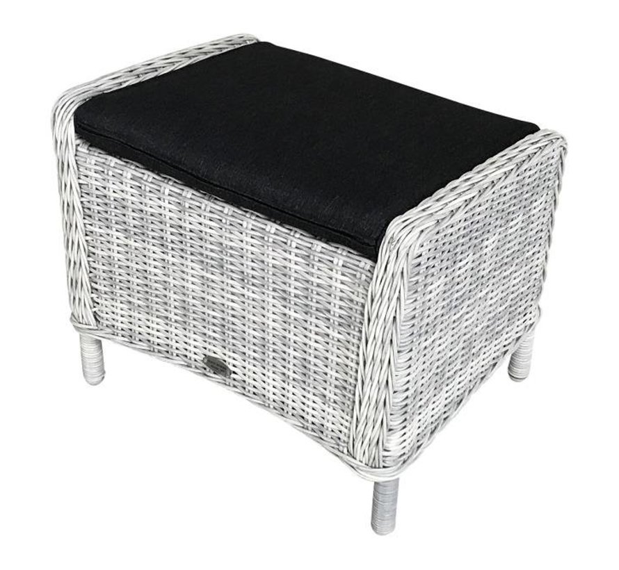 Reint Middel Victoria Deluxe verstellbaren Wicker Gartenstuhl met Hocker | White Faded Grey