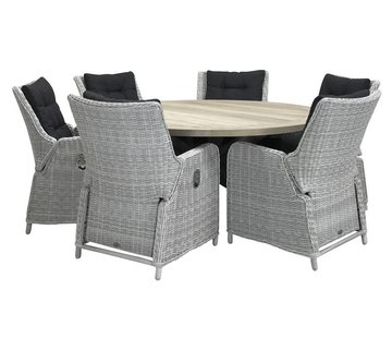 Taste by 4 Seasons Outdoor 7-delige tuinset | Riva White Faded Grey tuinstoelen | Louvre tuintafel 160cm Ø