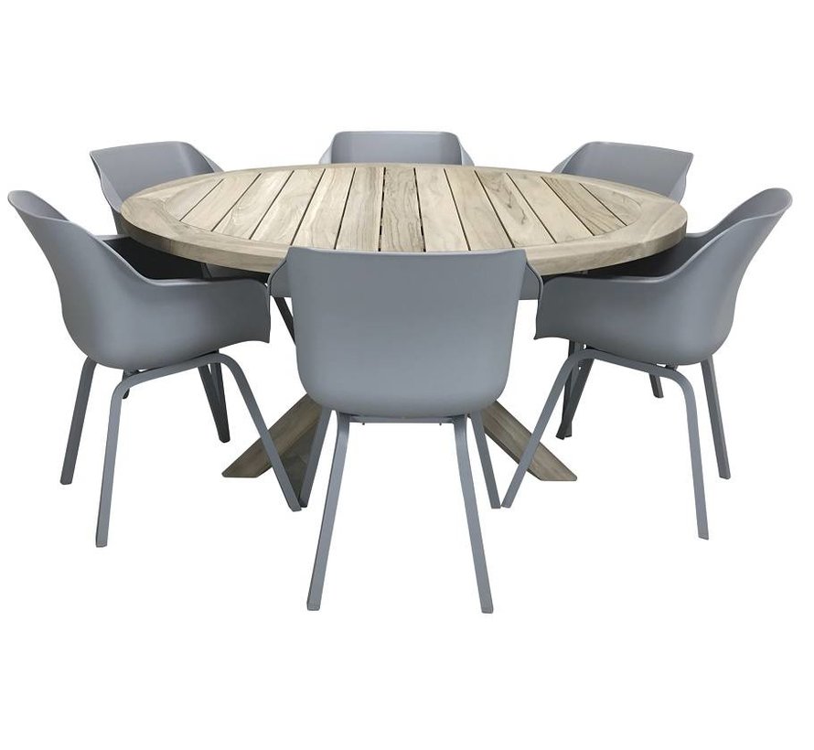 Hartman Sophie Element tuinset met Louvre teak tuintafel 160cm Ø