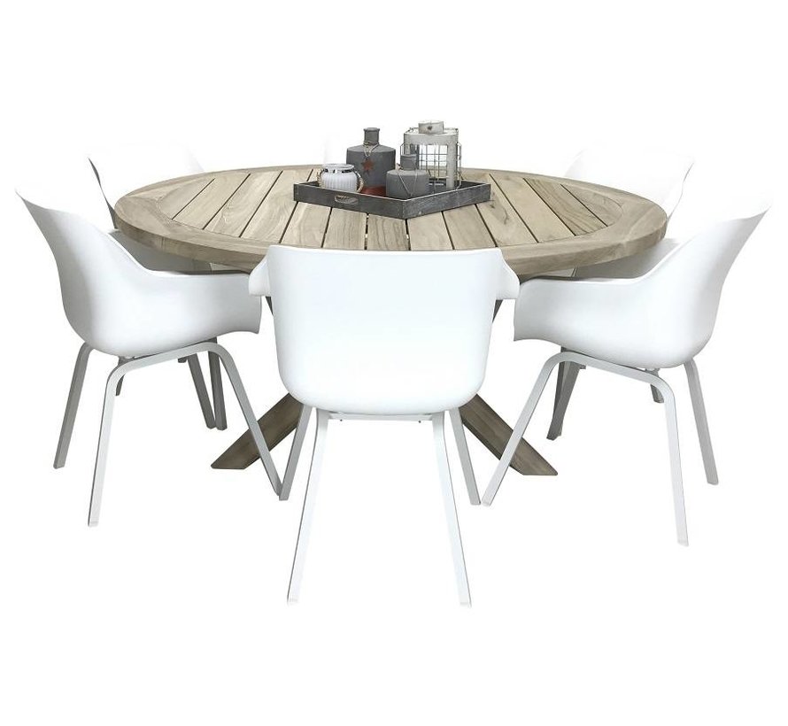 Hartman Sophie Element tuinset met Louvre teak tuintafel 160cm Ø