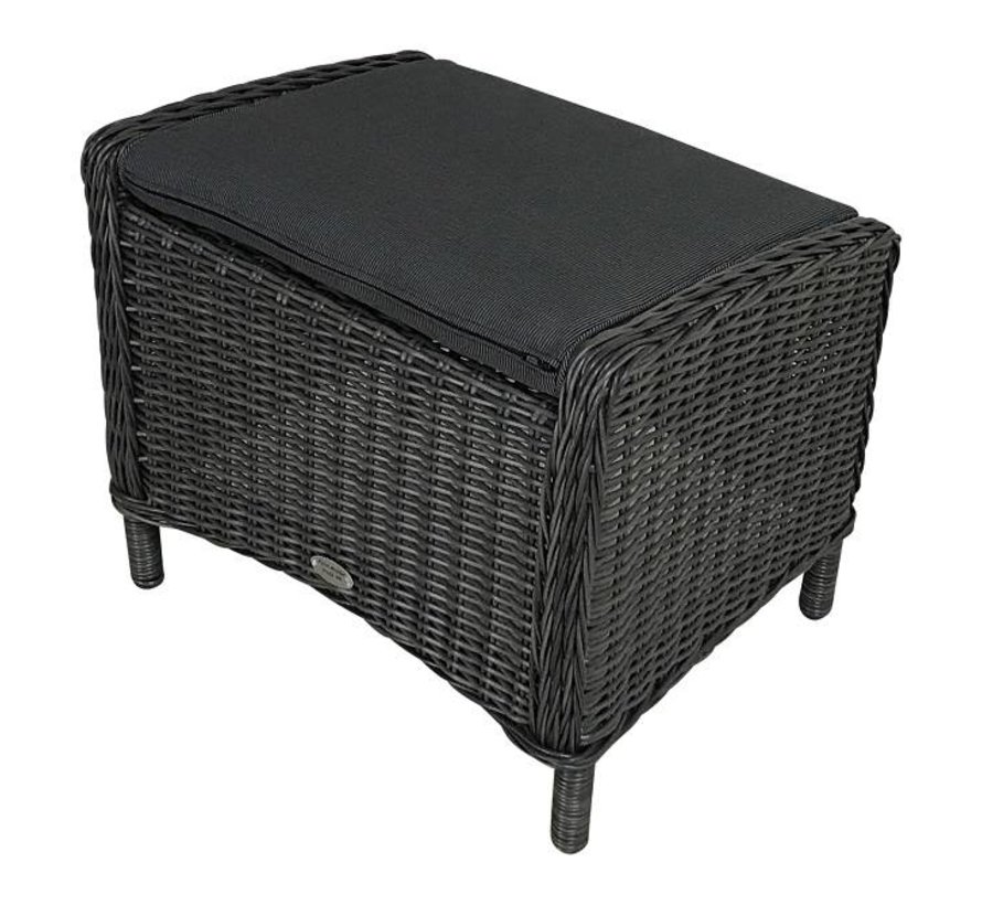 Reint Middel Luxus Hocker aus Wicker inklusive Kissen | Rock Grey