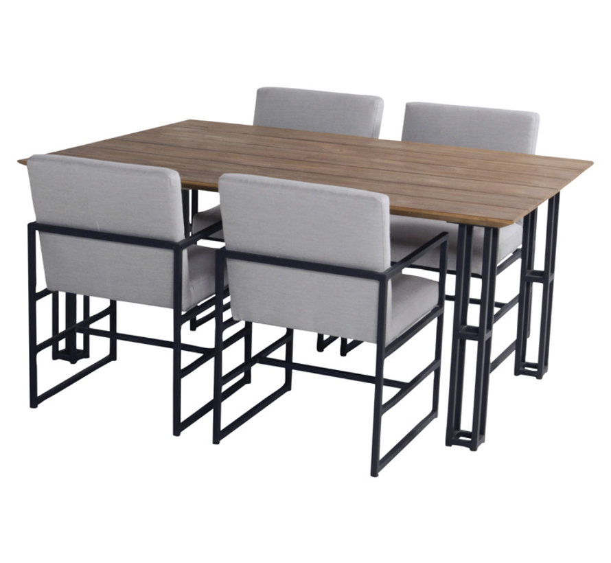 Amsterdam Dining Aluminium Mit Teak Platter 5 Teilige Gartenmobel Set Gartenmobel Mit Best Preis Garantie