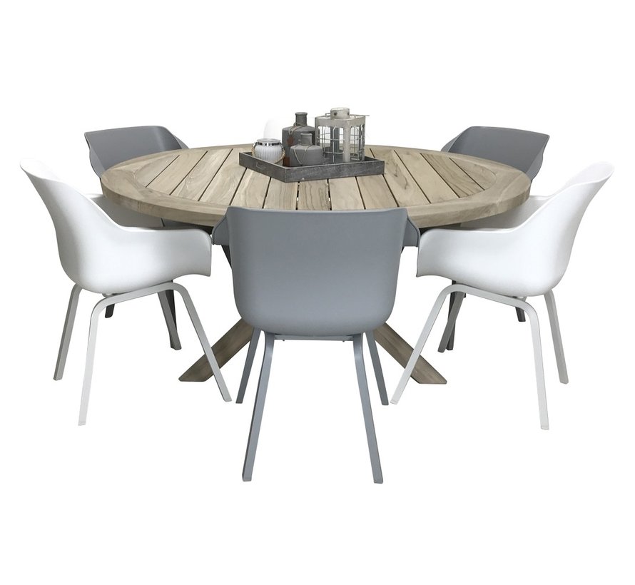 Hartman Sophie Element tuinset met Louvre teak tuintafel 160cm Ø